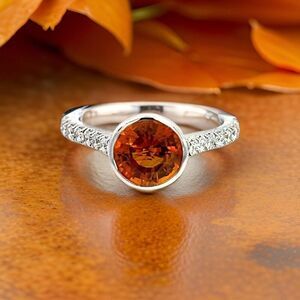 Natural Orange Sapphire Diamond Ring 6.5 14k WG 1.88 TCW Certified $3,950 310653